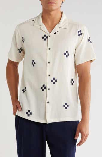 T.R. PREMIUM Geometric Embroidered Camp Shirt