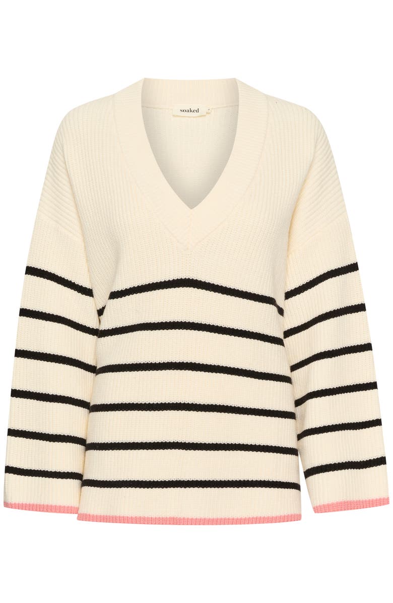 Soaked in Luxury SLMusling V-neck Loose Fit Pullover, Alternate, color, Whisper White