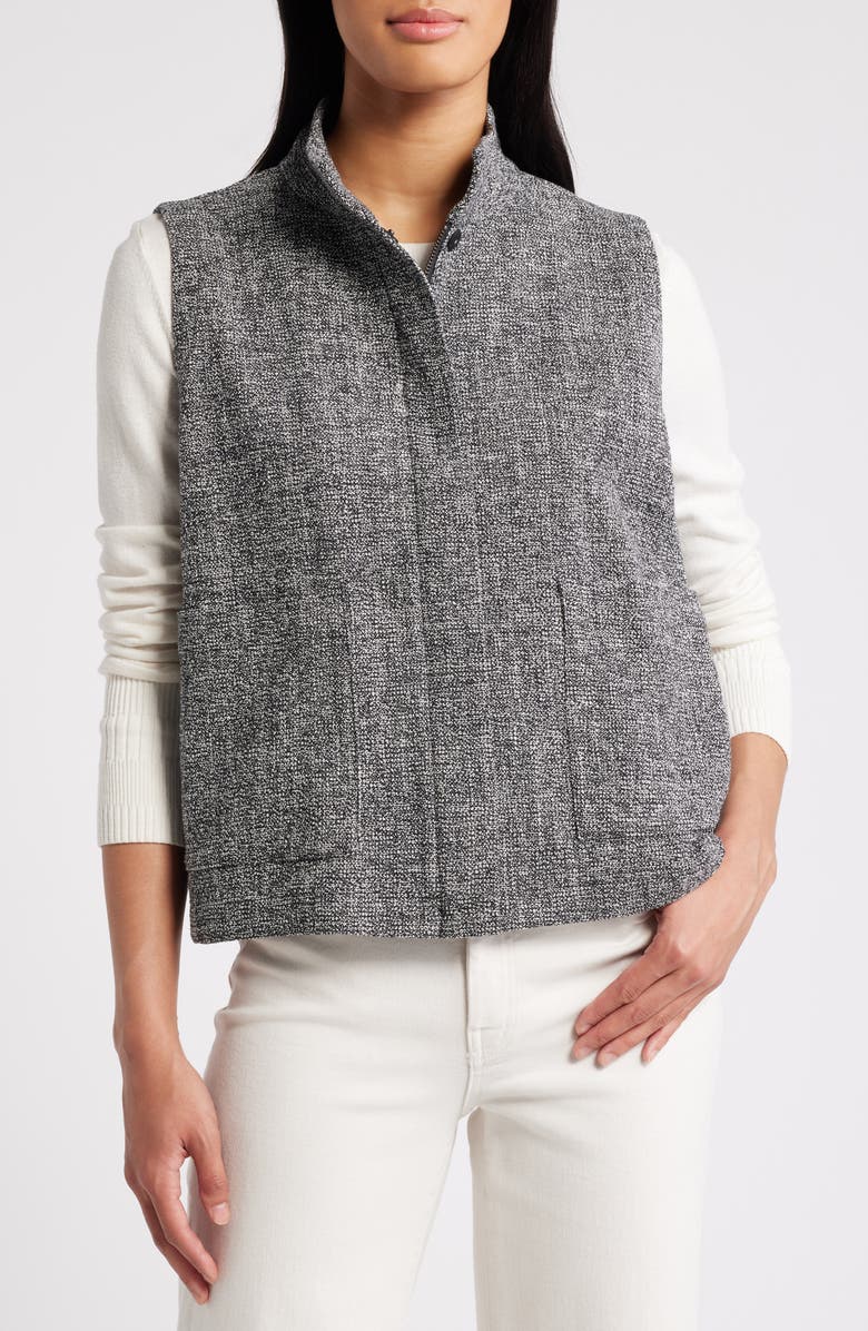 Eileen Fisher Stand Collar Stretch Organic Cotton Vest, Alternate, color,
