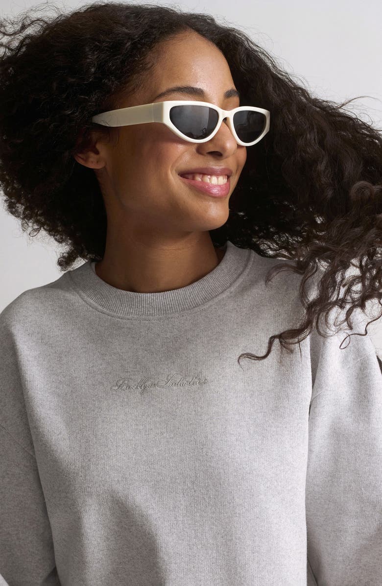 Brooklyn Industries Embroidered Logo Crewneck Sweatshirt, Alternate, color, Light Grey Melange