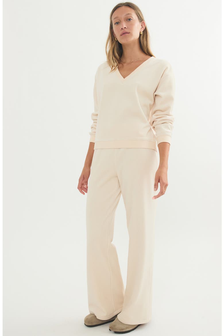 Velour Flare Leg Pants, Alternate, color, CREAM