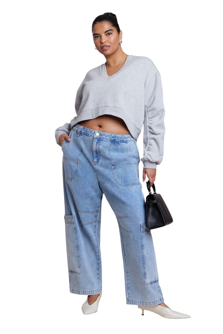 Low Rise Pocket Detail Loose Jean, Alternate, color, LIGHT WASH