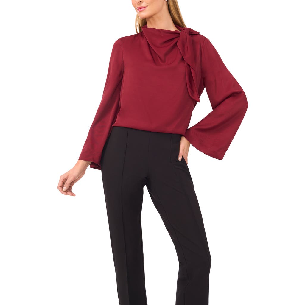 Ted Baker Tie Neck Twill Top In Red