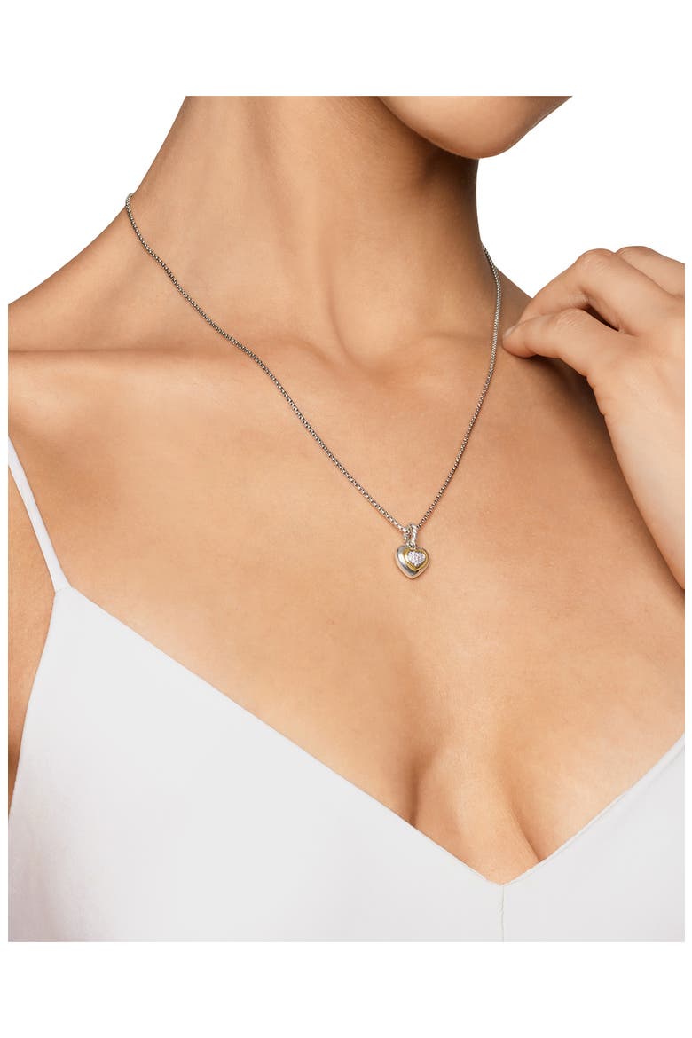 Petite Cable Heart Pendant Necklace, Alternate, color, STERLING SILVER/ GOLD