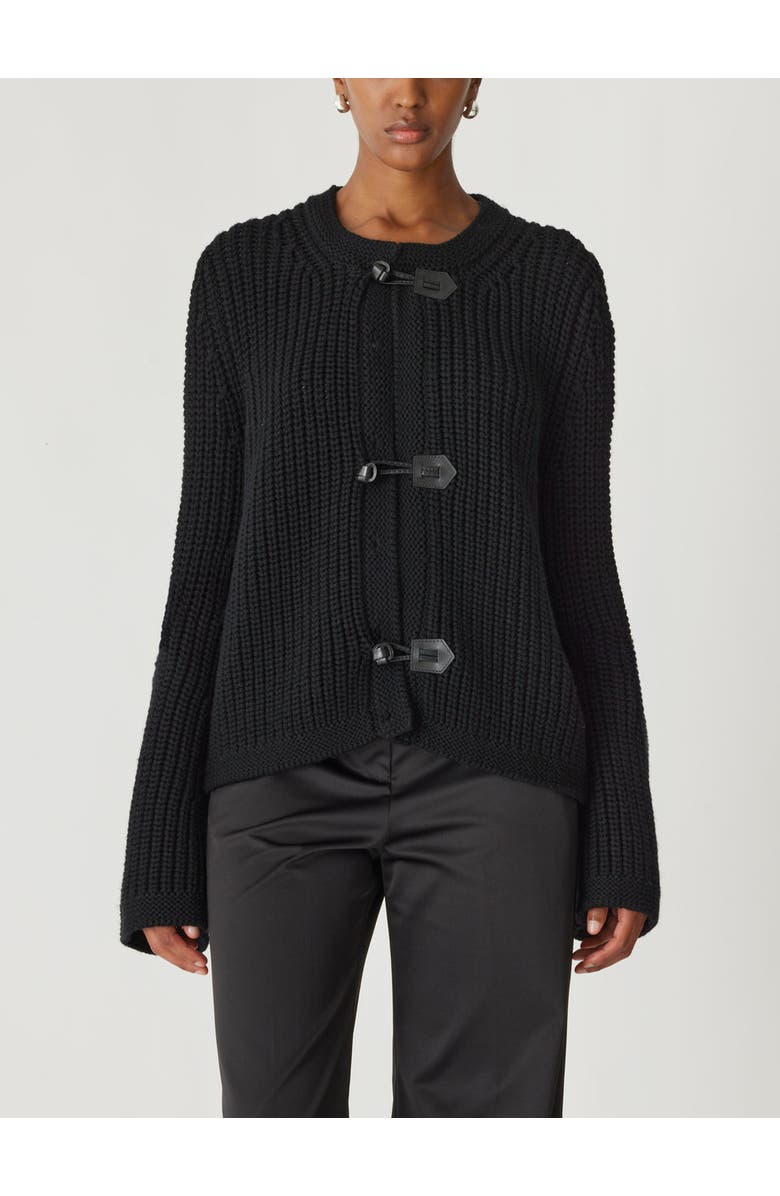 Rebecca Taylor Novlety Wool Toggle Cardi, Alternate, color, Black