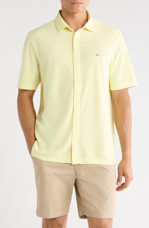 Stretch Piqué Button Front Shirt