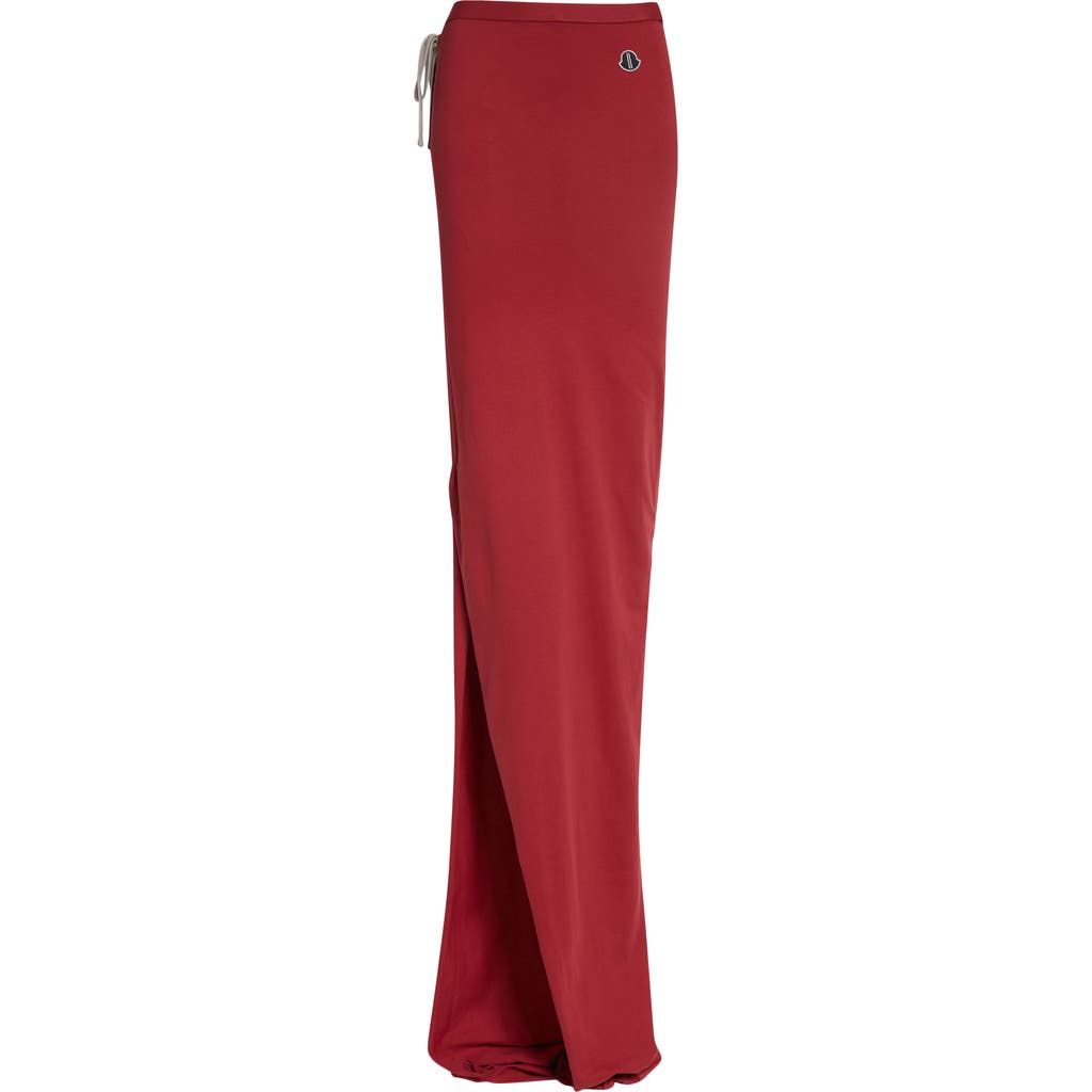 Moncler X Rick Owens Draped Jersey Skirt In Red