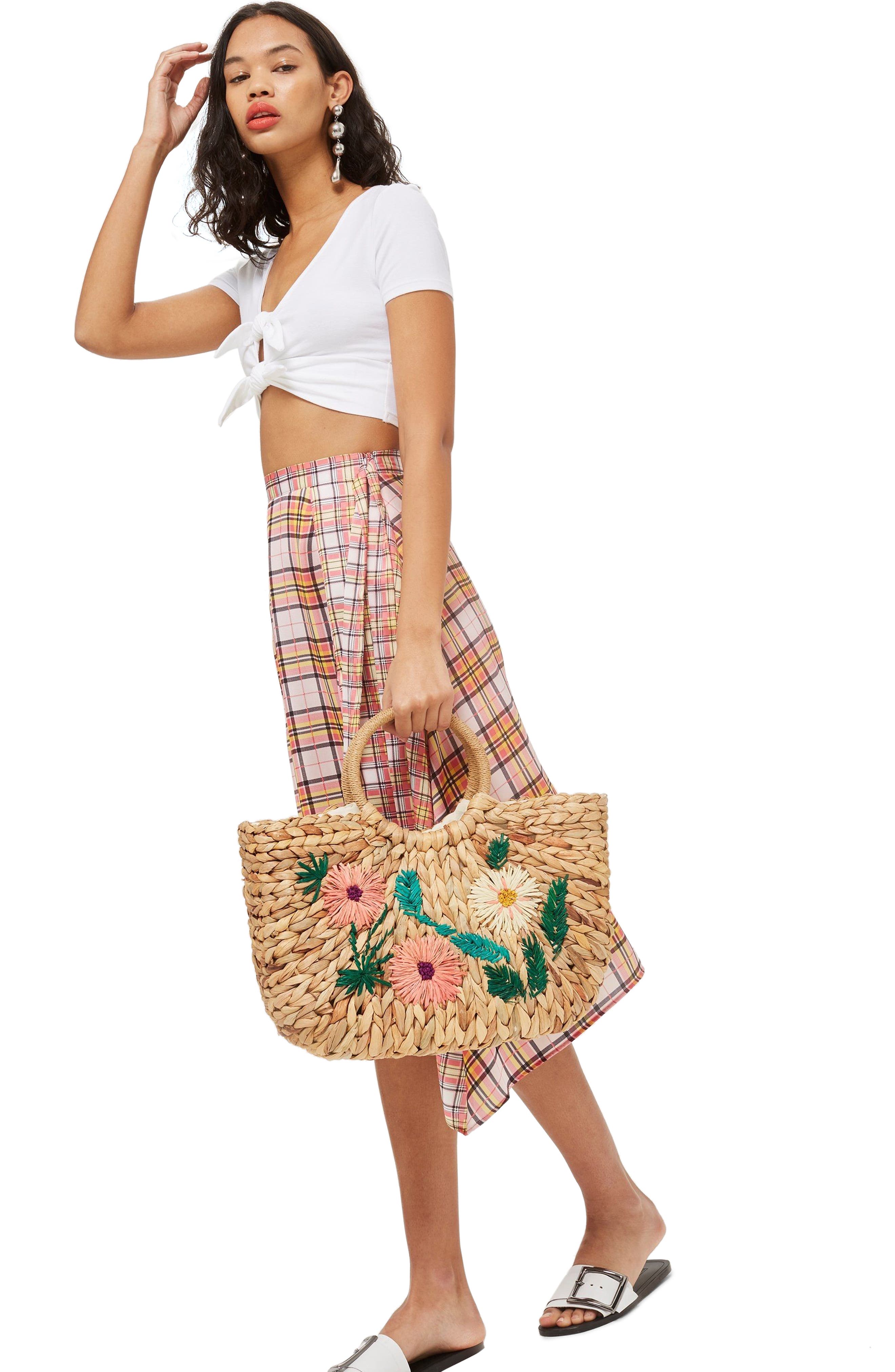 Beverly Floral Embroidered Straw Tote Bag, Alternate, color, NUDE MULTI