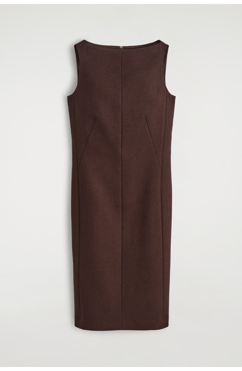 COS Tailored Wool Midi Dress, Alternate, color, Brown