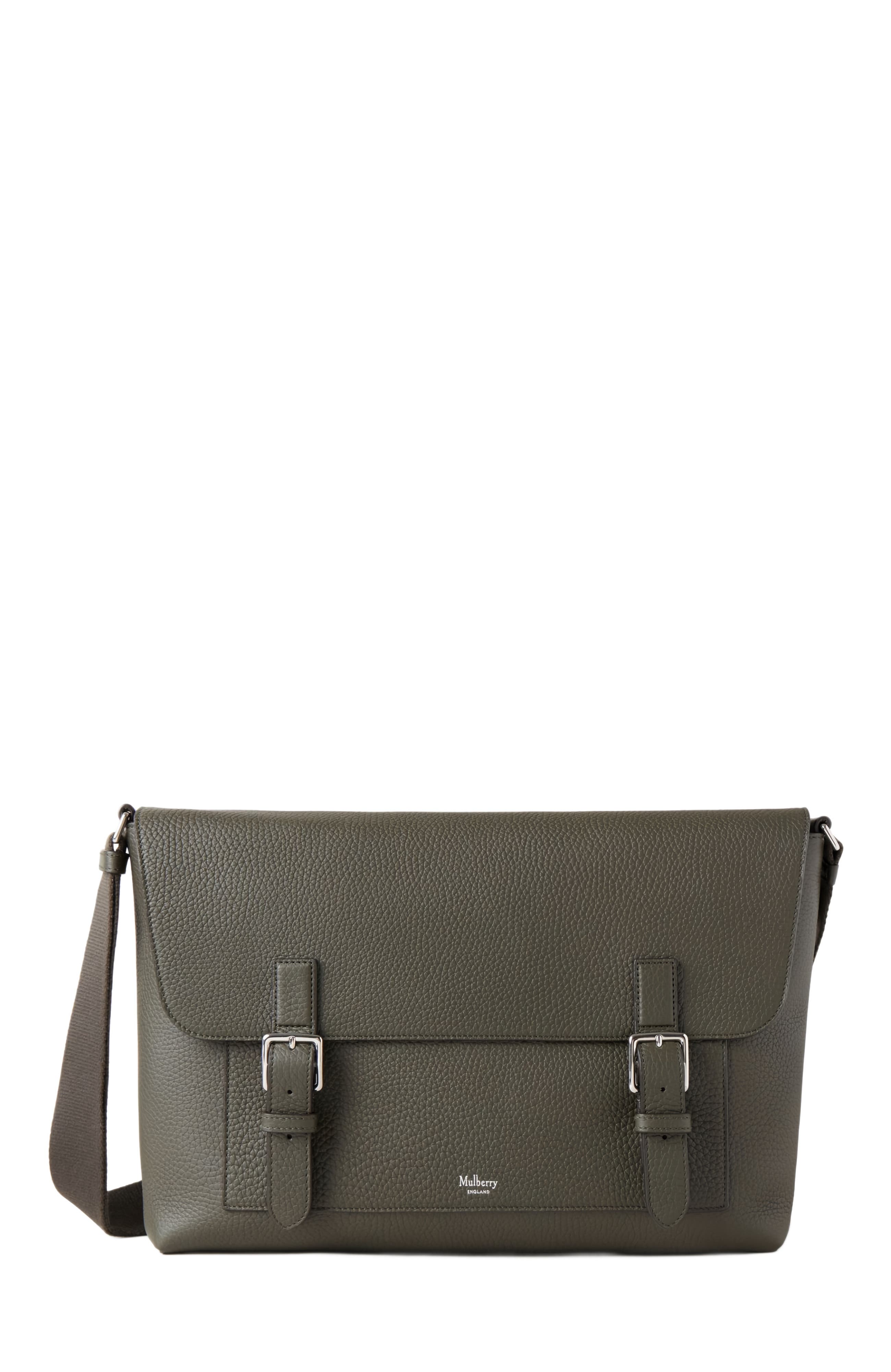 Mulberry Chiltern Leather Crossbody Messenger, Main, color, Dark Green