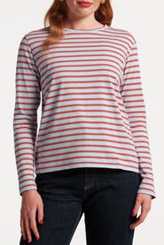 Frances Valentine Long Sleeve Striped Tee Shirt Stripe 100% Pima Cotton