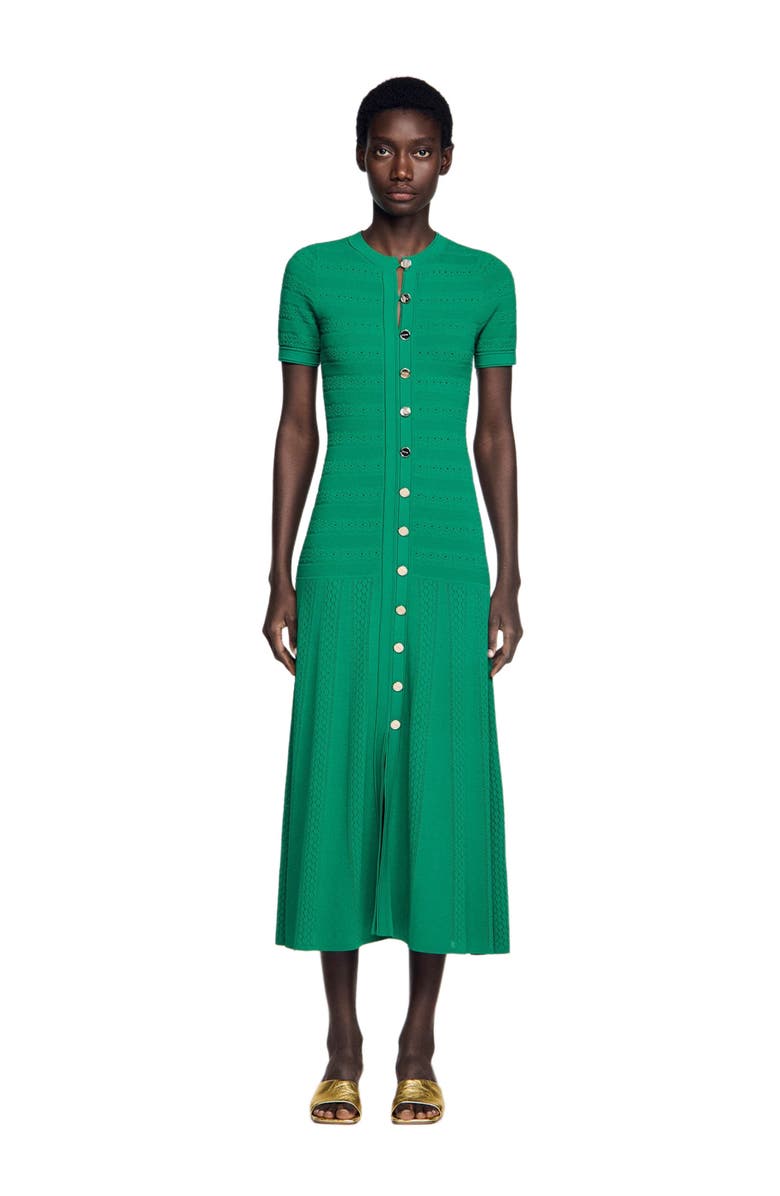 SANDRO Knit maxi dress, Main, color, Emeuraude Green