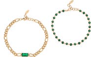 Ettika Set of 2 Chain & Cubic Zirconia Anklets