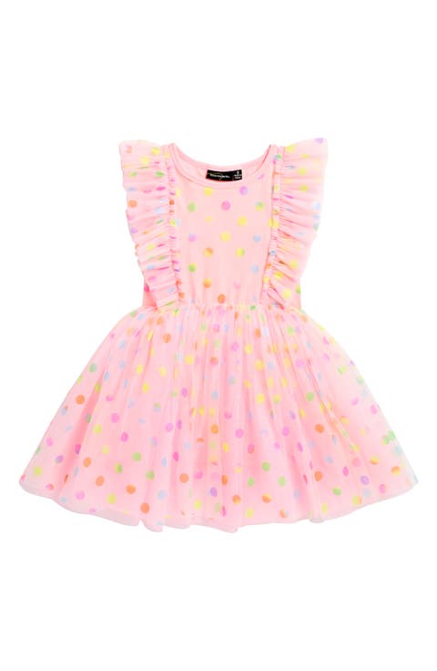 Kids' Polka Dot Ruffle Tulle Party Dress (Toddler & Little Kid)