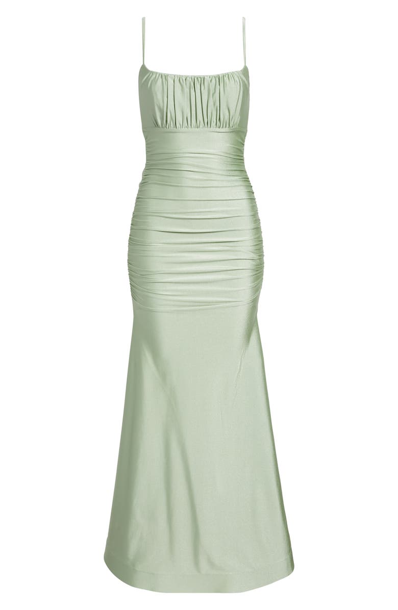 LOVE, NICKIE LEW Illusion Fit & Flare Gown, Alternate, color, Sage