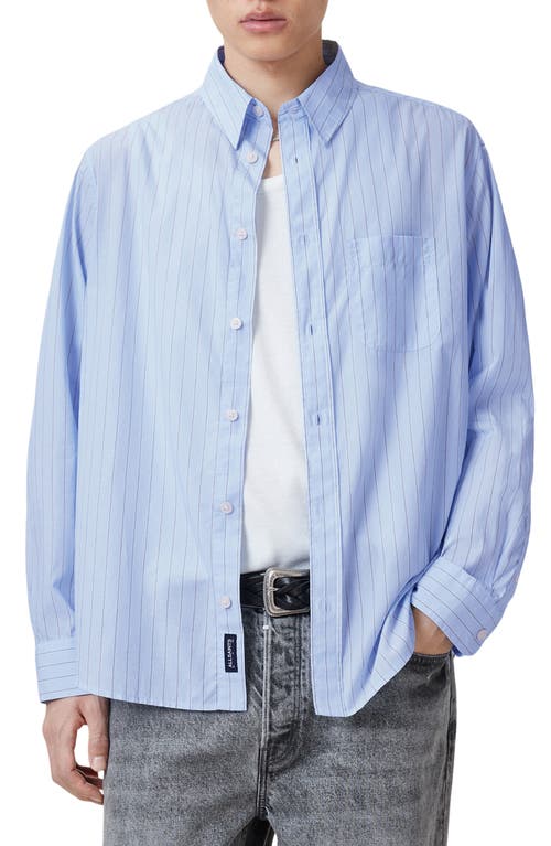Allsaints Marcel Stripe Long Sleeve Button-up Shirt In Willow Blue