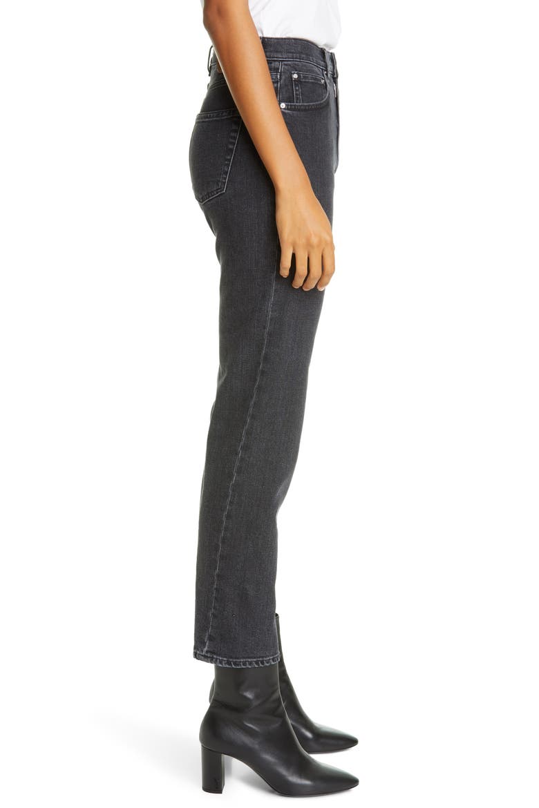Totême Twisted Seam High Waist Straight Leg Crop Jeans, Alternate, color, GREY WASH