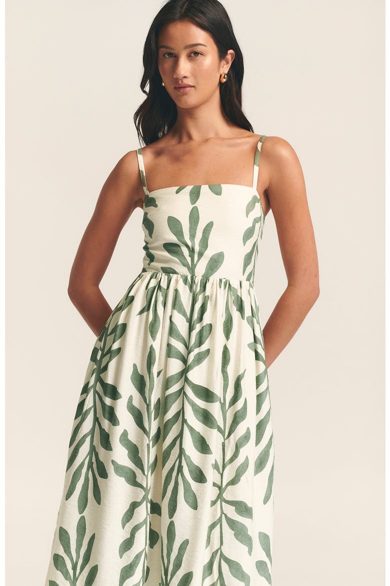 Lanah Midi Dress, Alternate, color, Sage Green Leaf