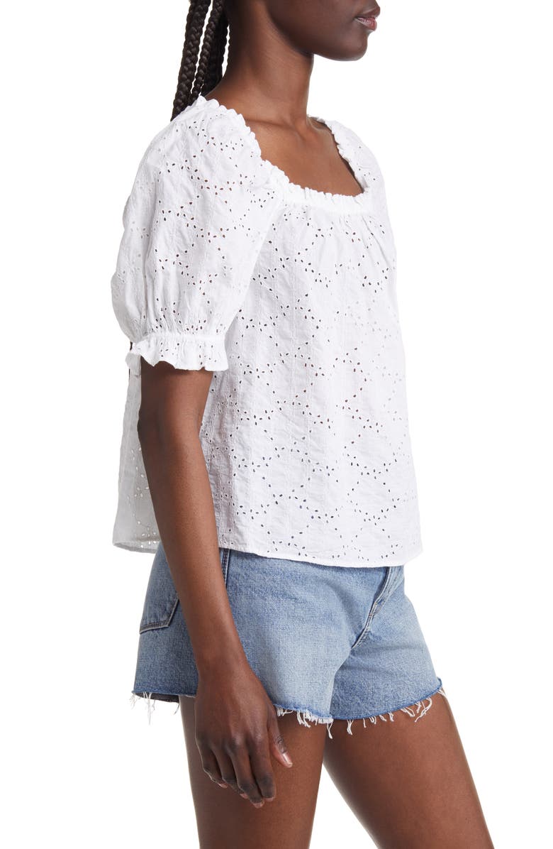 & Other Stories Puff Sleeve Cotton Eyelet Top, Alternate, color,