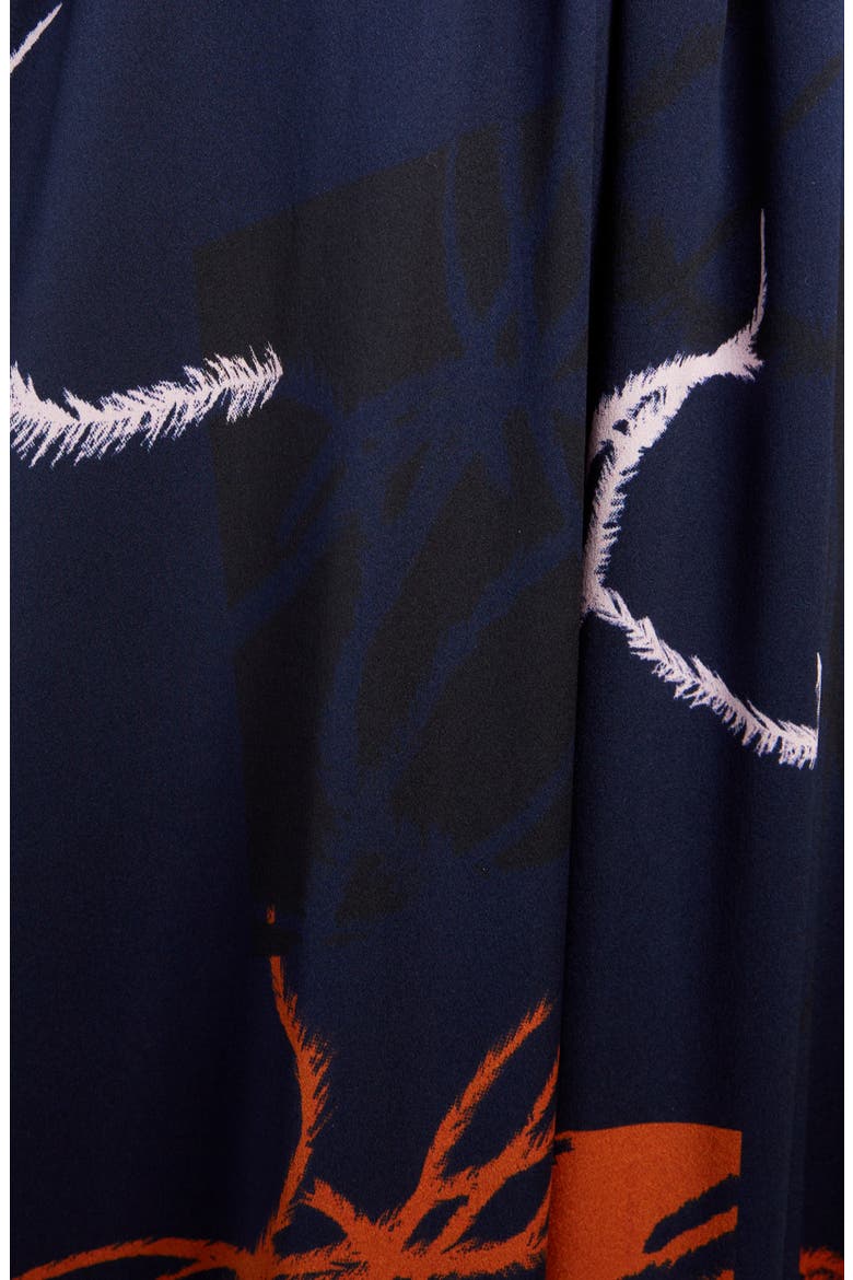 Print Long Sleeve Silk Satin Dress, Alternate, color, MIDNIGHT