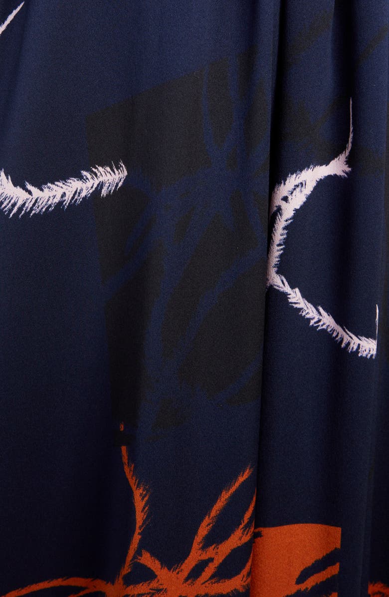 Roksanda Print Long Sleeve Silk Satin Dress, Alternate, color, 