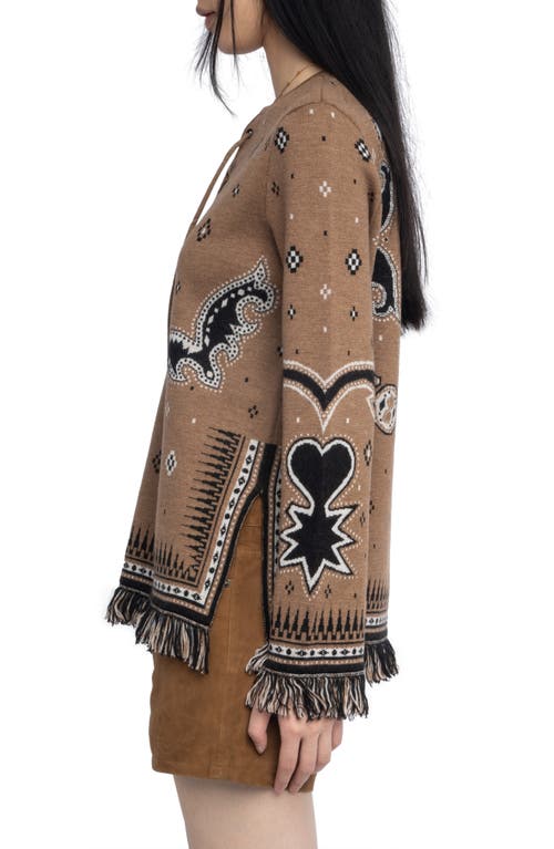 Zadig & Voltaire Leon Western Merino Wool Sweater In Brown