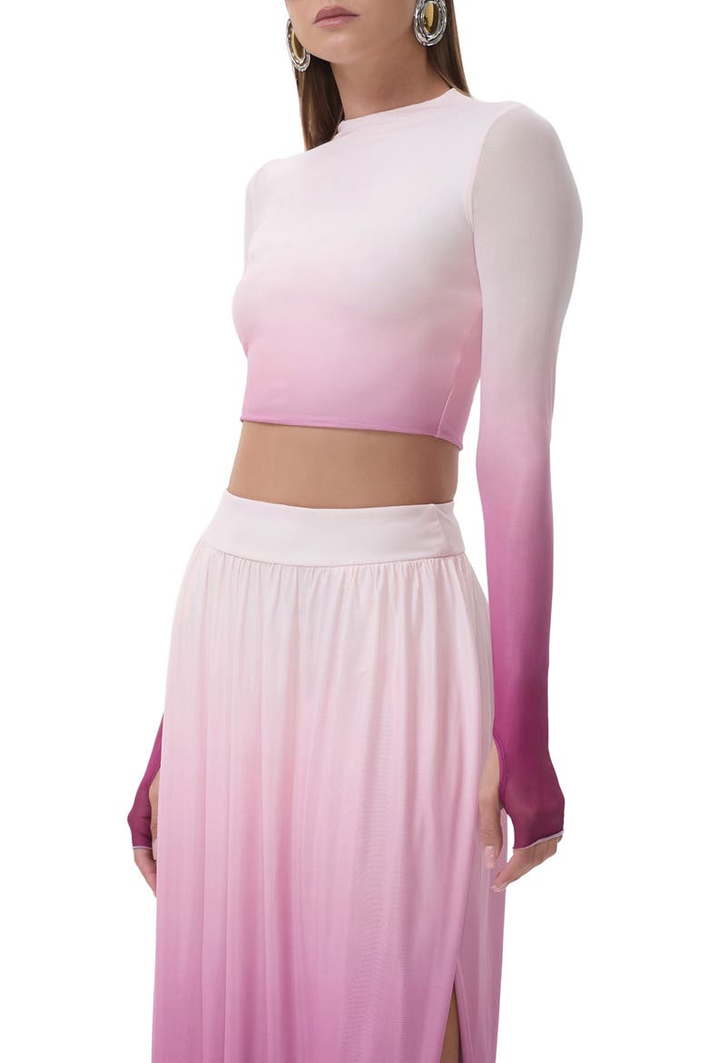 Eleni Ombré Mesh Crop Top, Main, color, MAUVE OMBRE