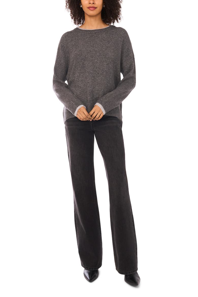 Tipped Crewneck Sweater, Alternate, color, MEDIUM HEATHER GREY