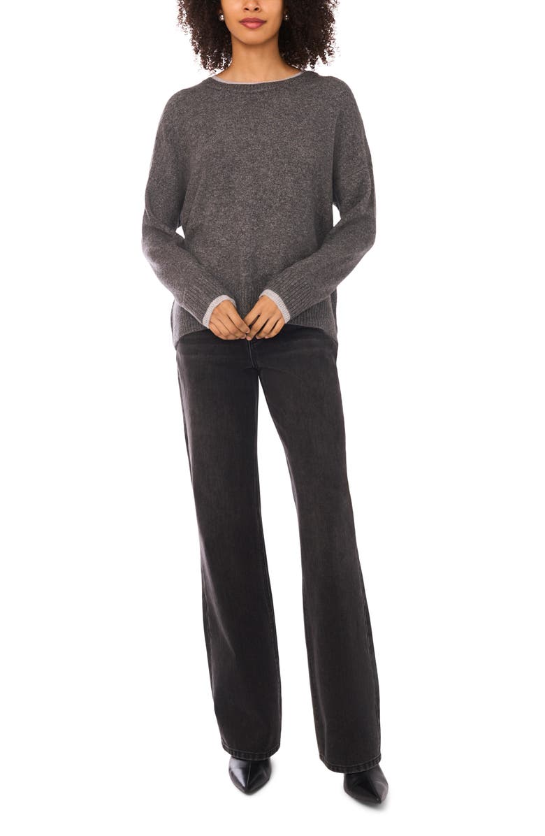 Halogen<sup>®</sup> Tipped Crewneck Sweater, Alternate, color, Medium Heather Grey