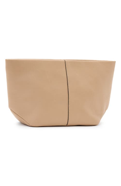 Allsaints Hex Grained Leather East/west Pouch In Mink Brown
