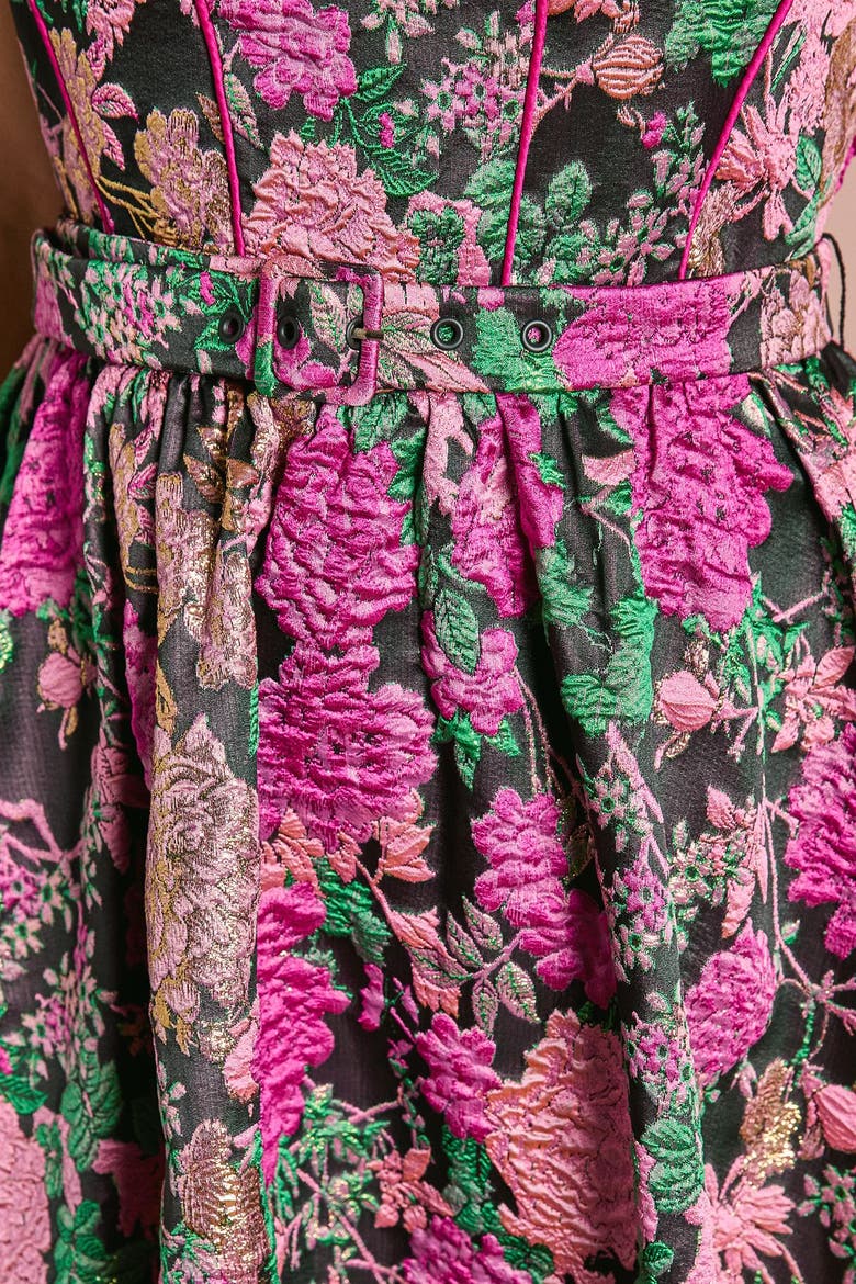 Corset Jacquard Midi Dress, Alternate, color, Pink