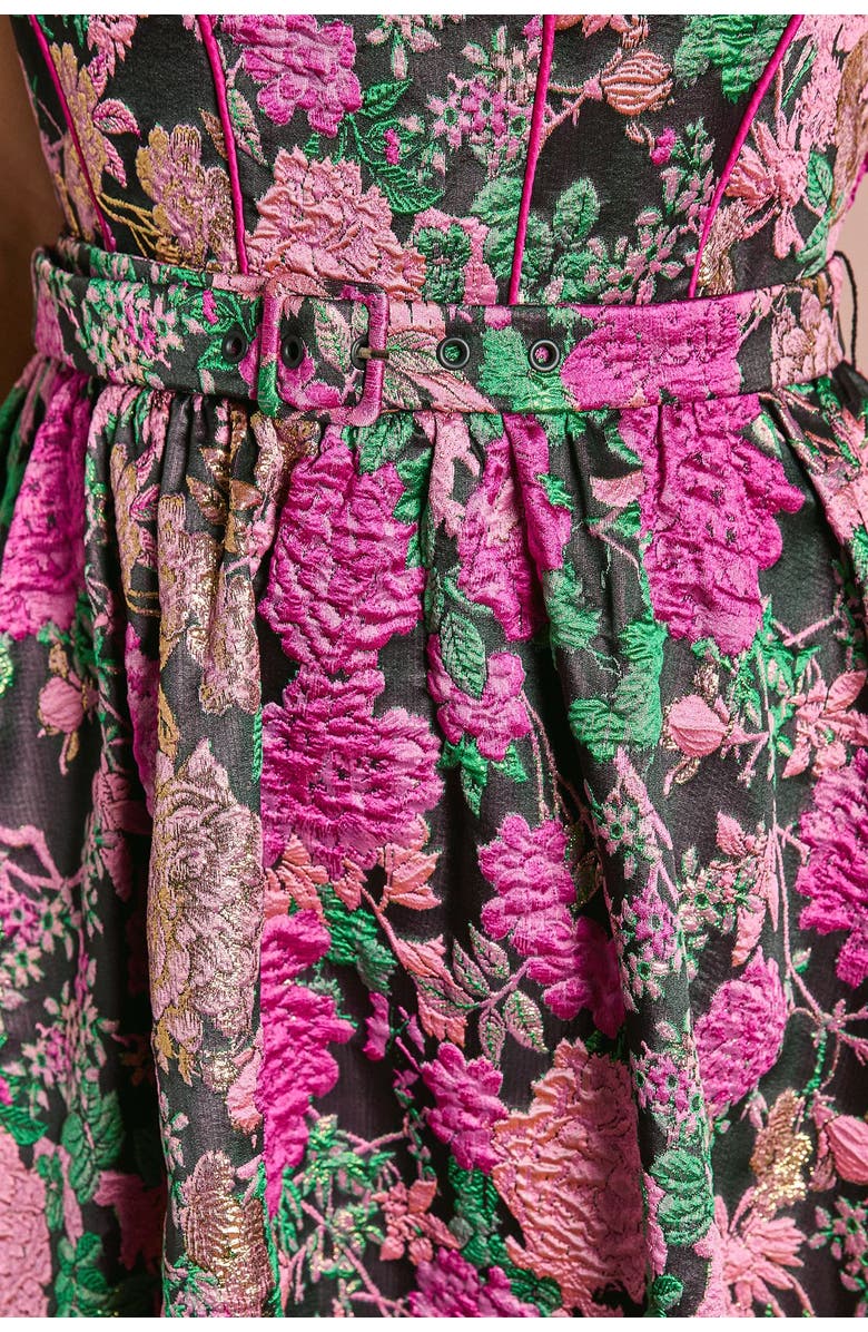 Coast Corset Jacquard Midi Dress, Alternate, color, Pink