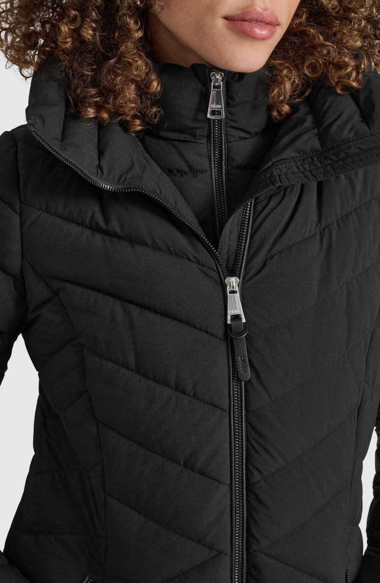 DKNY Short Stretch Hooded Packable Puffer Jacket, Alternate, color, 