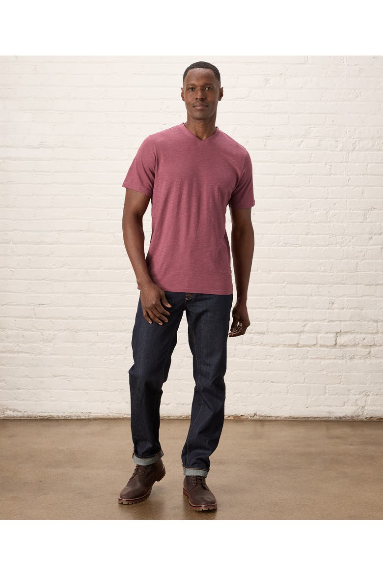 Organic Cotton Featherweight Slub V-Neck Tee, Alternate, color, Mauve