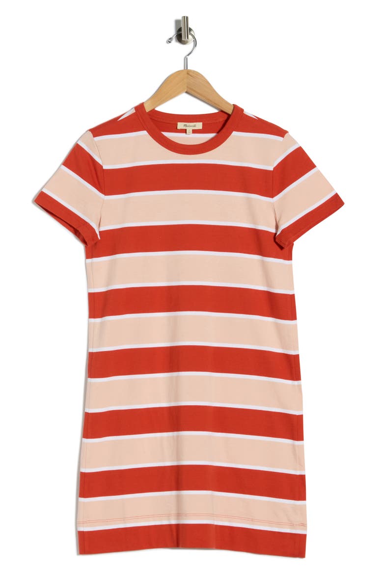 Short Sleeve Cotton T-Shirt Dress, Alternate, color, RUSTIC FLAME