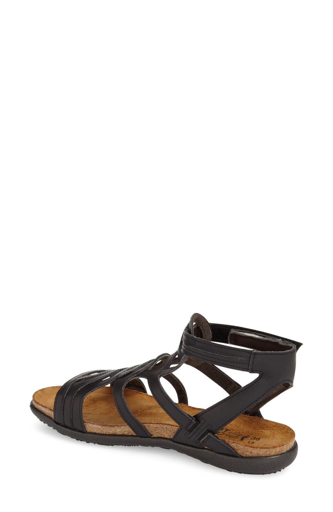 'Sara' Gladiator Sandal, Alternate, color, BLACK RAVEN LEATHER