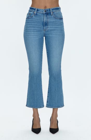 Pistola Ally Raw Step Hem High Waist Crop Bootcut Jeans In Derby