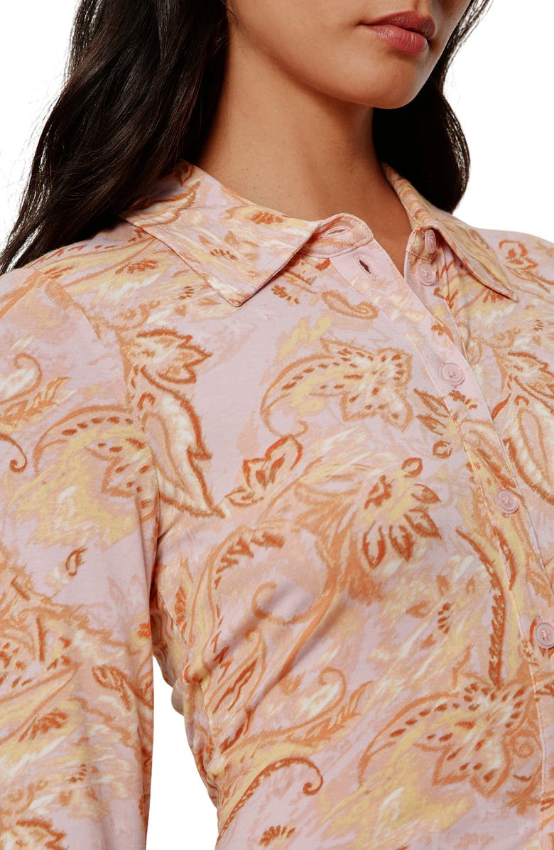 Sanctuary Dreamer Floral Knit Button-Up Shirt, Alternate, color, Whimsy Purple