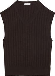 Helmut Lang Zephir Oversize V-Neck Ribbed Wool Blend Sweater Vest