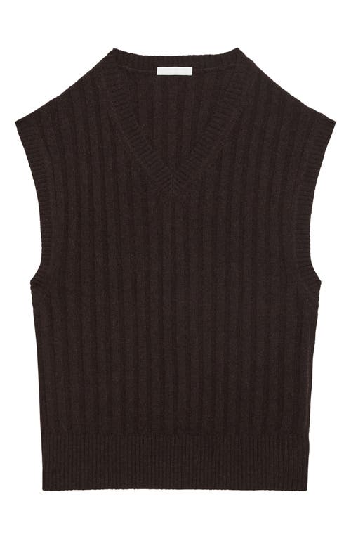 Helmut Lang Zephir Oversize V-neck Ribbed Wool Blend Sweater Vest In Brown