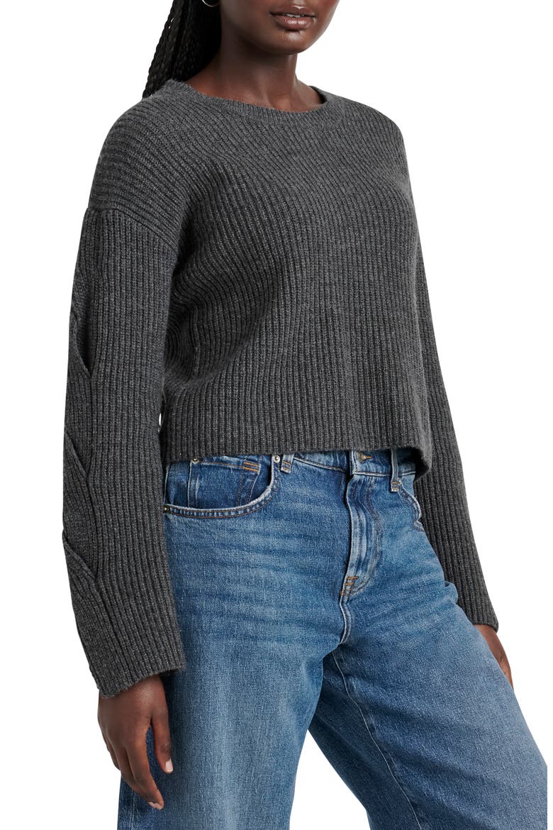 Elliana Crop Sweater, Alternate, color, HEATHER SHADOW