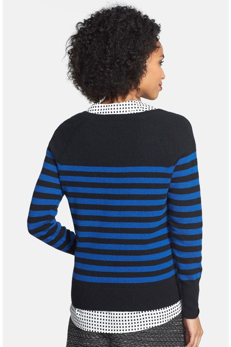 Stripe Cashmere Sweater, Alternate, color, BLACK- NAVY STRIPE