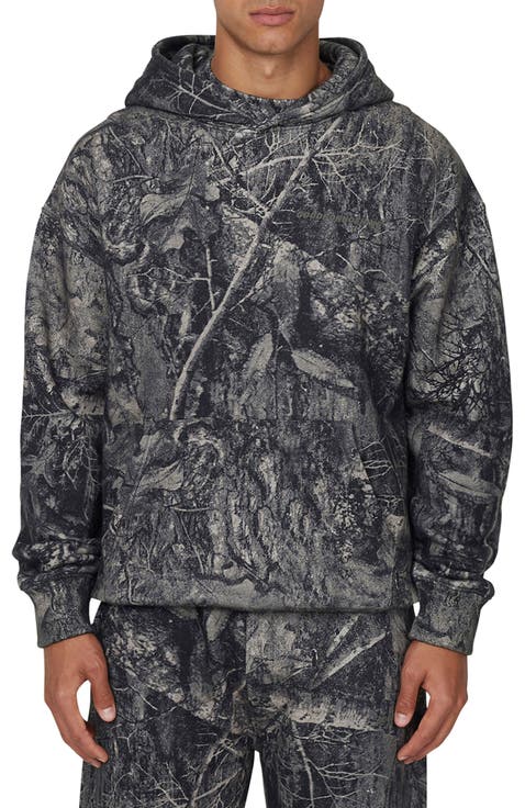 Men's Woodland Blackout Camo Relaxed Hoodie
