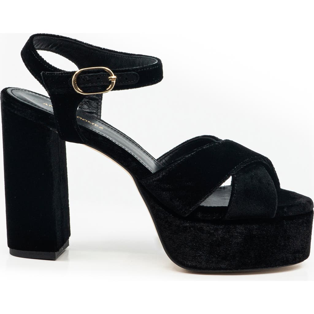 Andrea Gomez Bella Satin Platform Sandals In Black