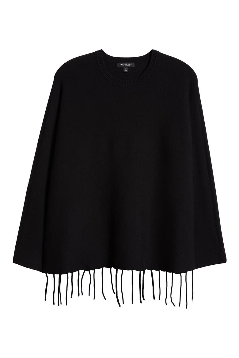Fringe Hem Sweater, Alternate, color, BLACK