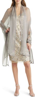 Nordstrom Satin Border Silk Chiffon Scarf