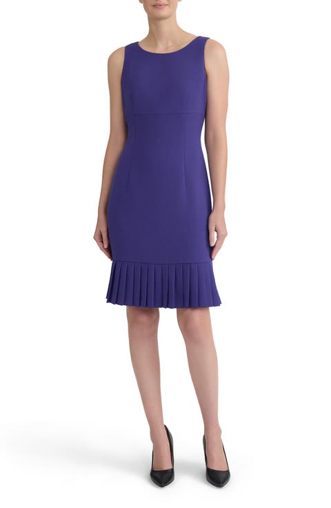 Pleated Sleeveless Sheath Dress