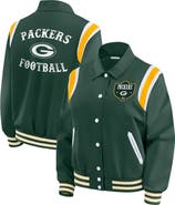 WEAR by Erin Andrews Women's WEAR by Erin Andrews Green Green Bay Packers Varsity Lightweight Full-Snap Jacket