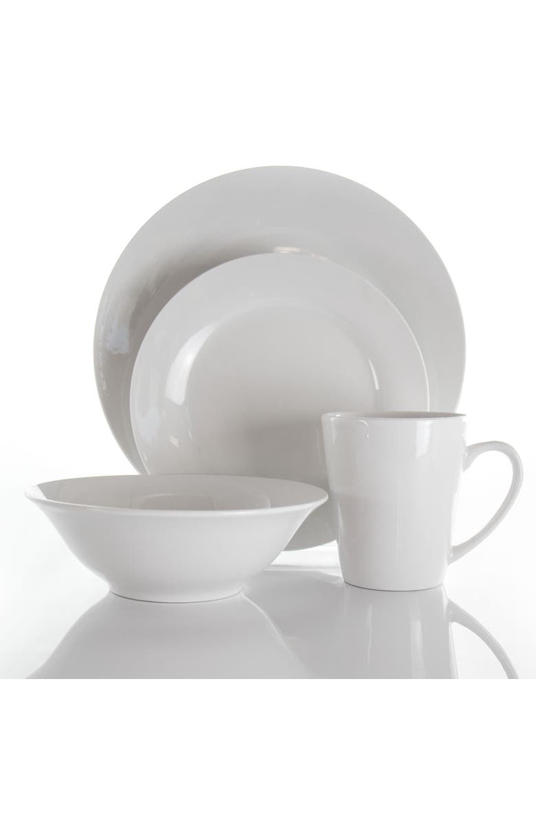 Elama Marshall 16 Piece Porcelain Dinnerware Set, Alternate, color, White
