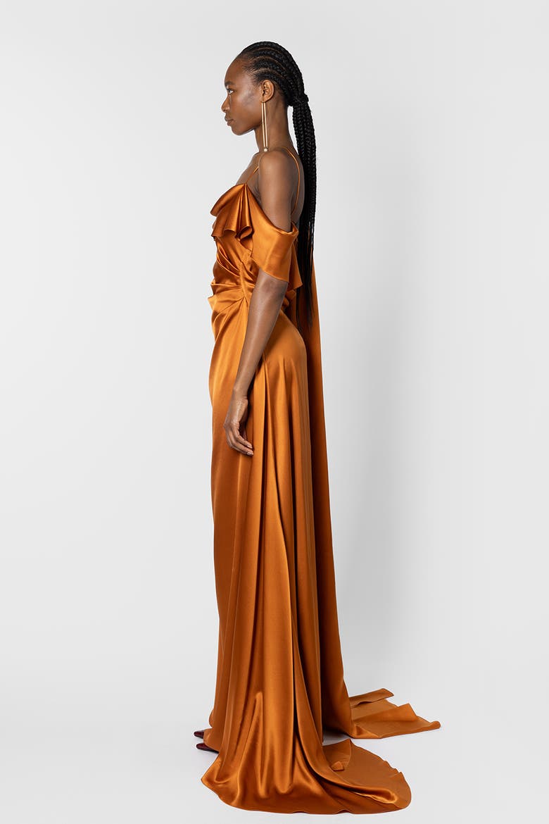 Lysa Silk Maxi Dress, Alternate, color, Cinnamon